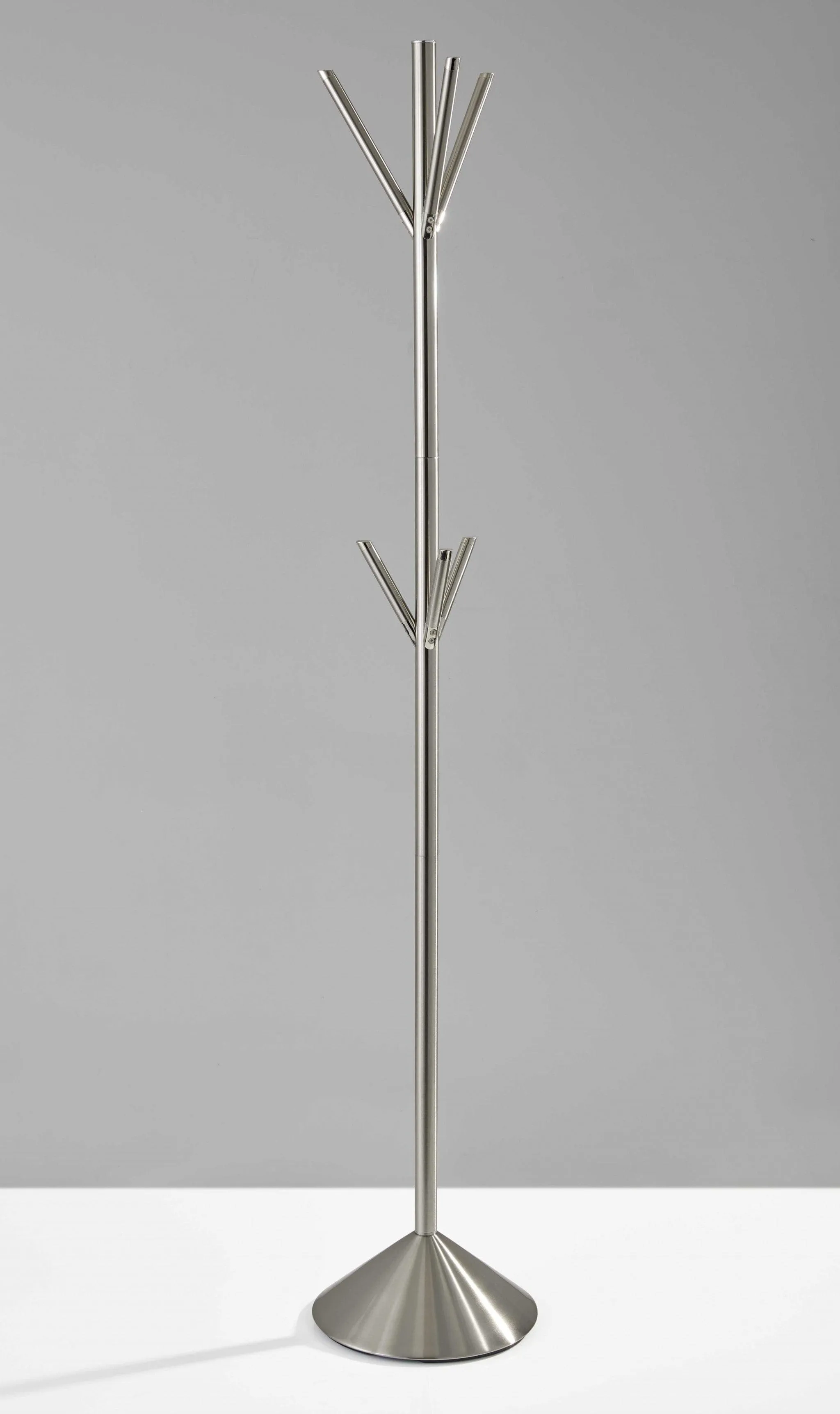 12" X 68" Brushed Steel Brushed Steel Pyramid Coat Rack