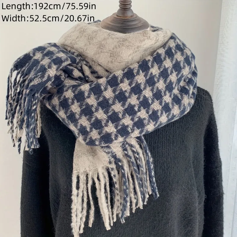 1pc winter houndstooth scarf warm scarf, thickened warm scarf for men