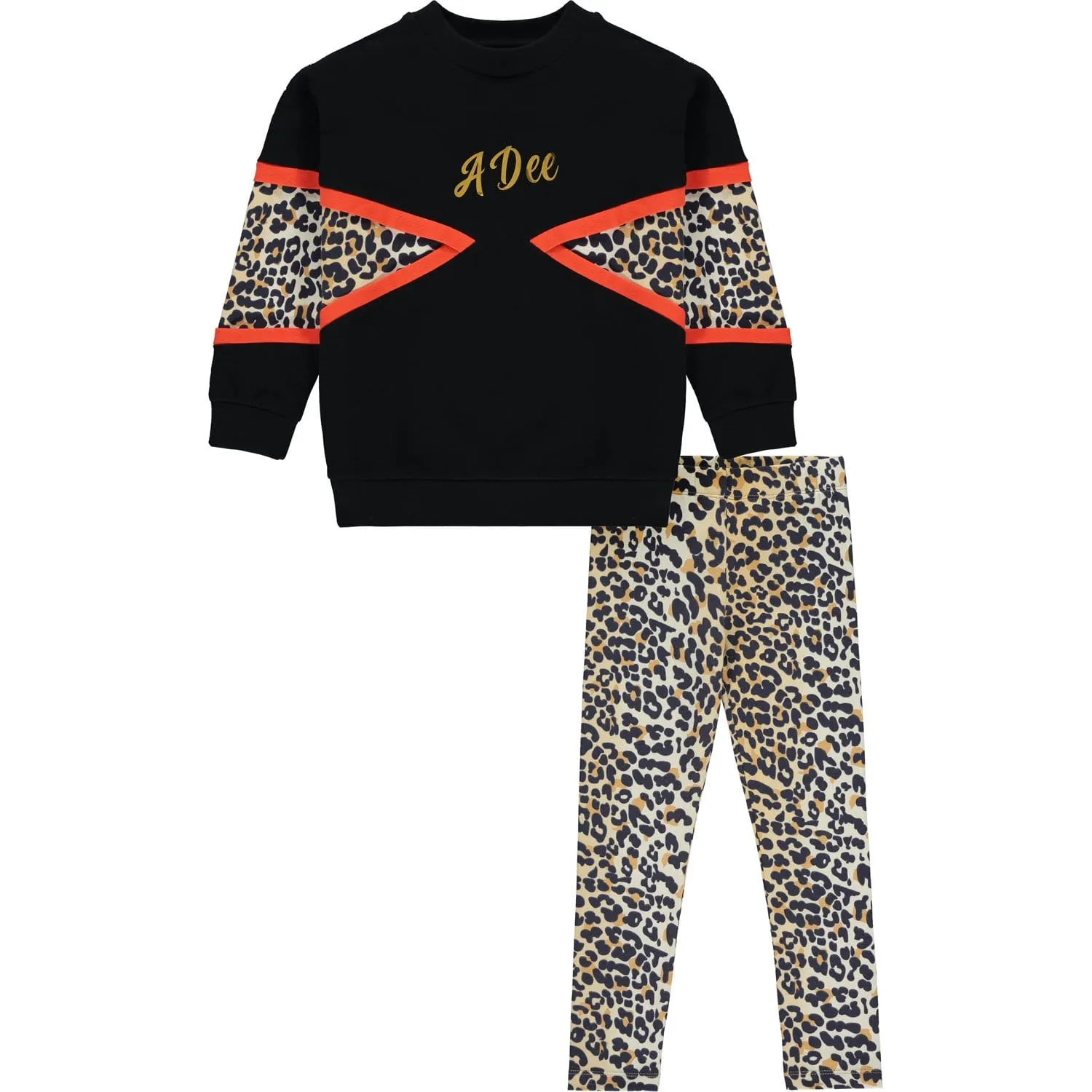 A DEE - Leopard Panel Sweatshirt Set - Black