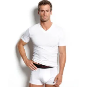 ALFANI Men's 4 Pack White Undershirts, V-Neck