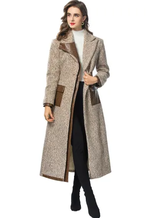 Ariya Vintage  Notched Single-breasted Slim Long Overcoat