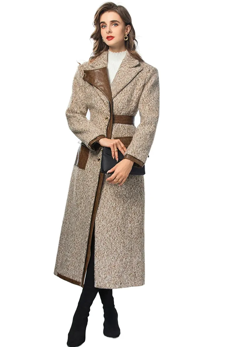 Ariya Vintage  Notched Single-breasted Slim Long Overcoat