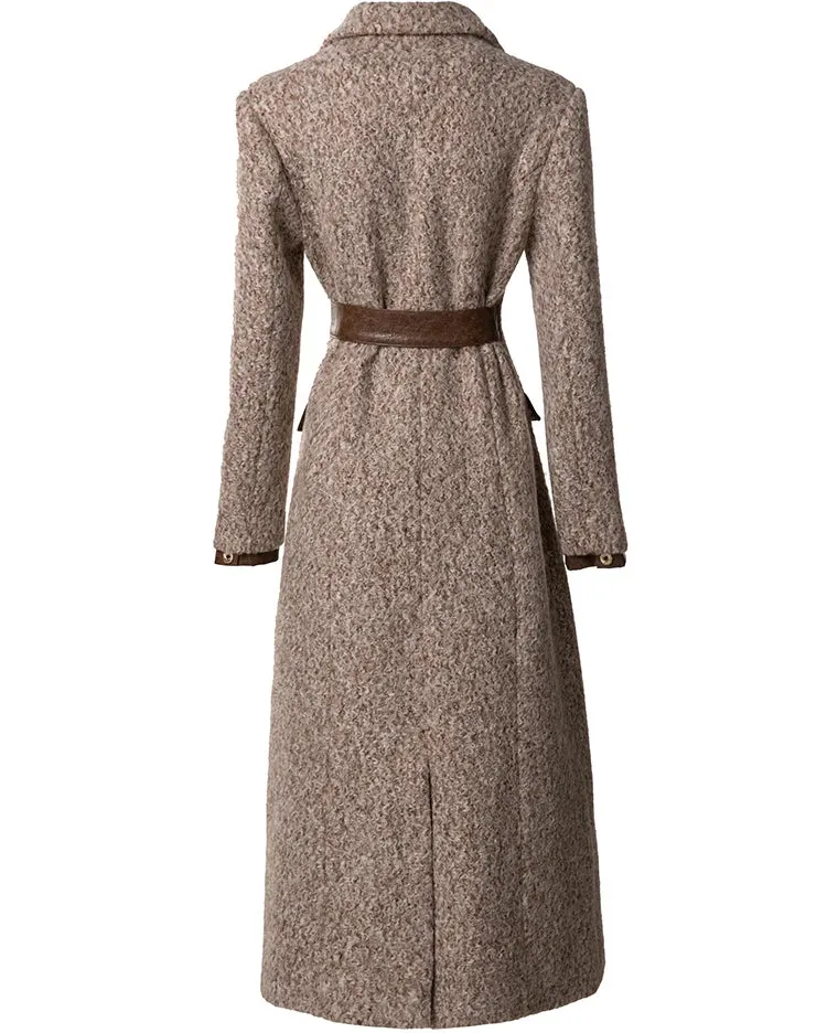 Ariya Vintage  Notched Single-breasted Slim Long Overcoat