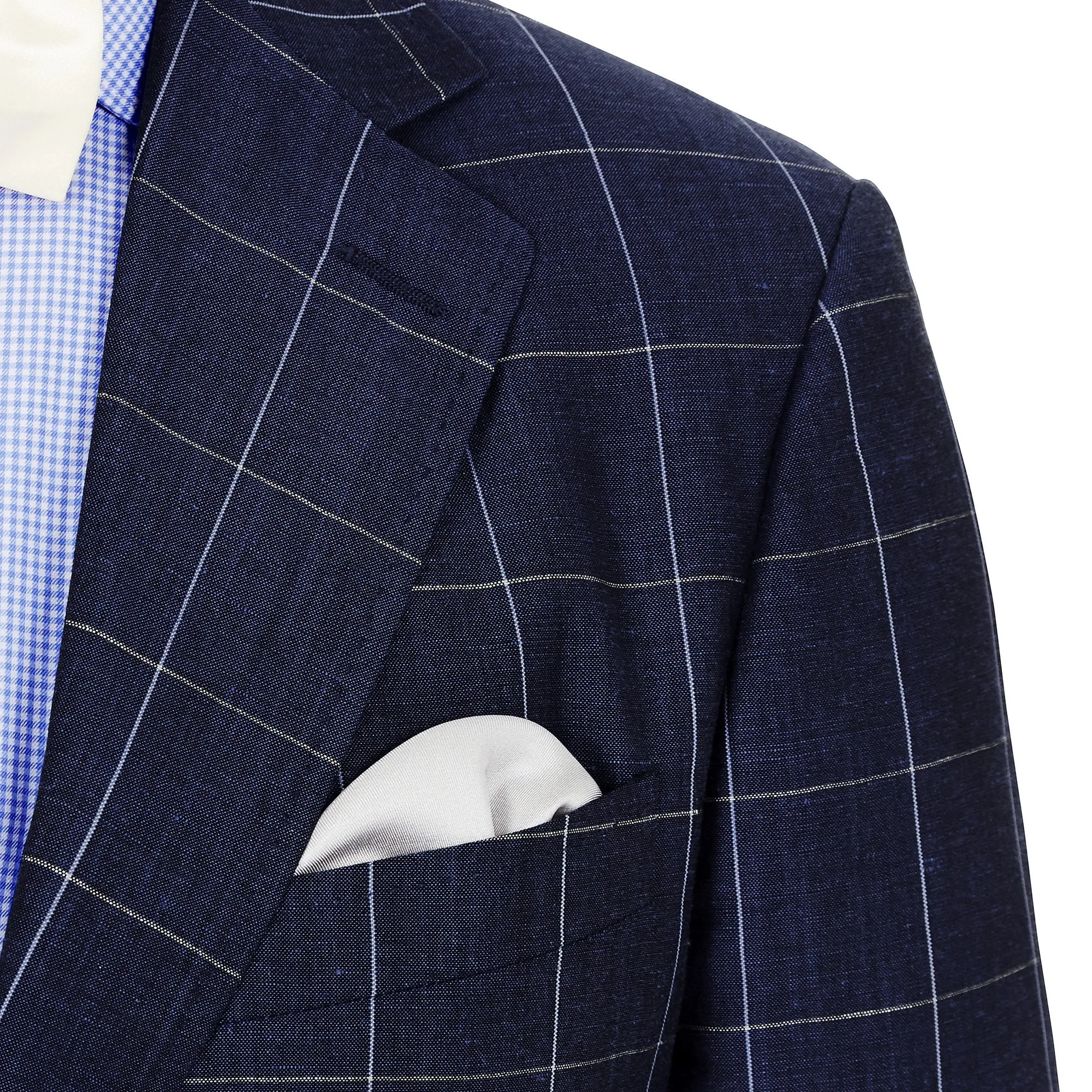 Blue Windowpane - 55% Wool 45% Linen