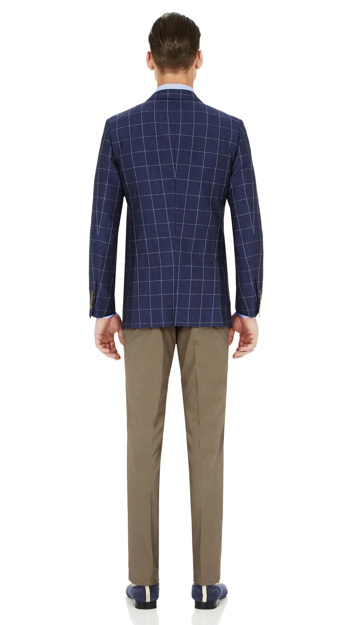 Blue Windowpane - 55% Wool 45% Linen