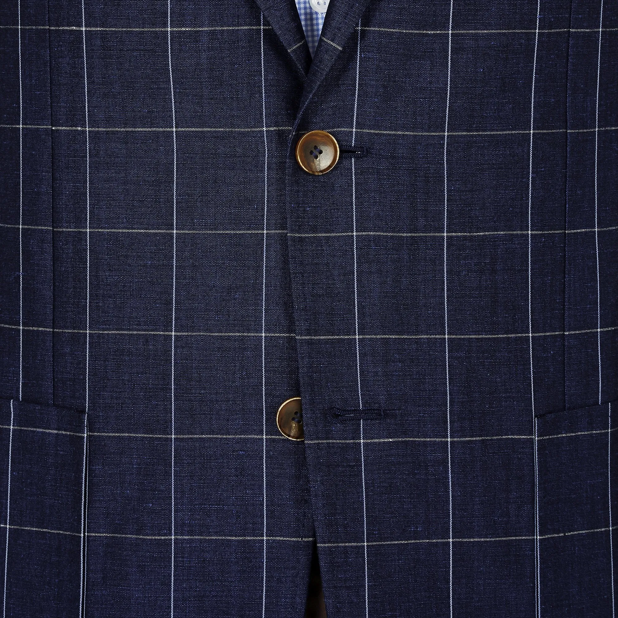 Blue Windowpane - 55% Wool 45% Linen