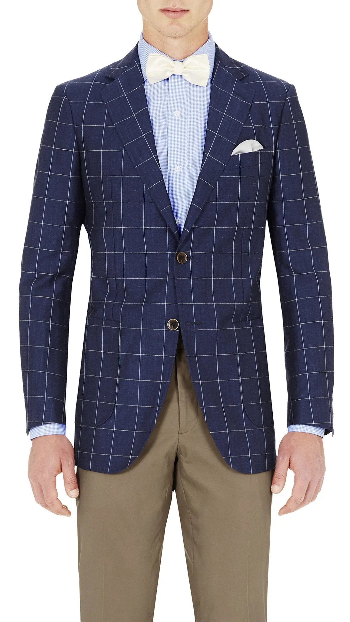 Blue Windowpane - 55% Wool 45% Linen