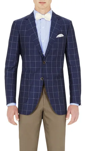 Blue Windowpane - 55% Wool 45% Linen