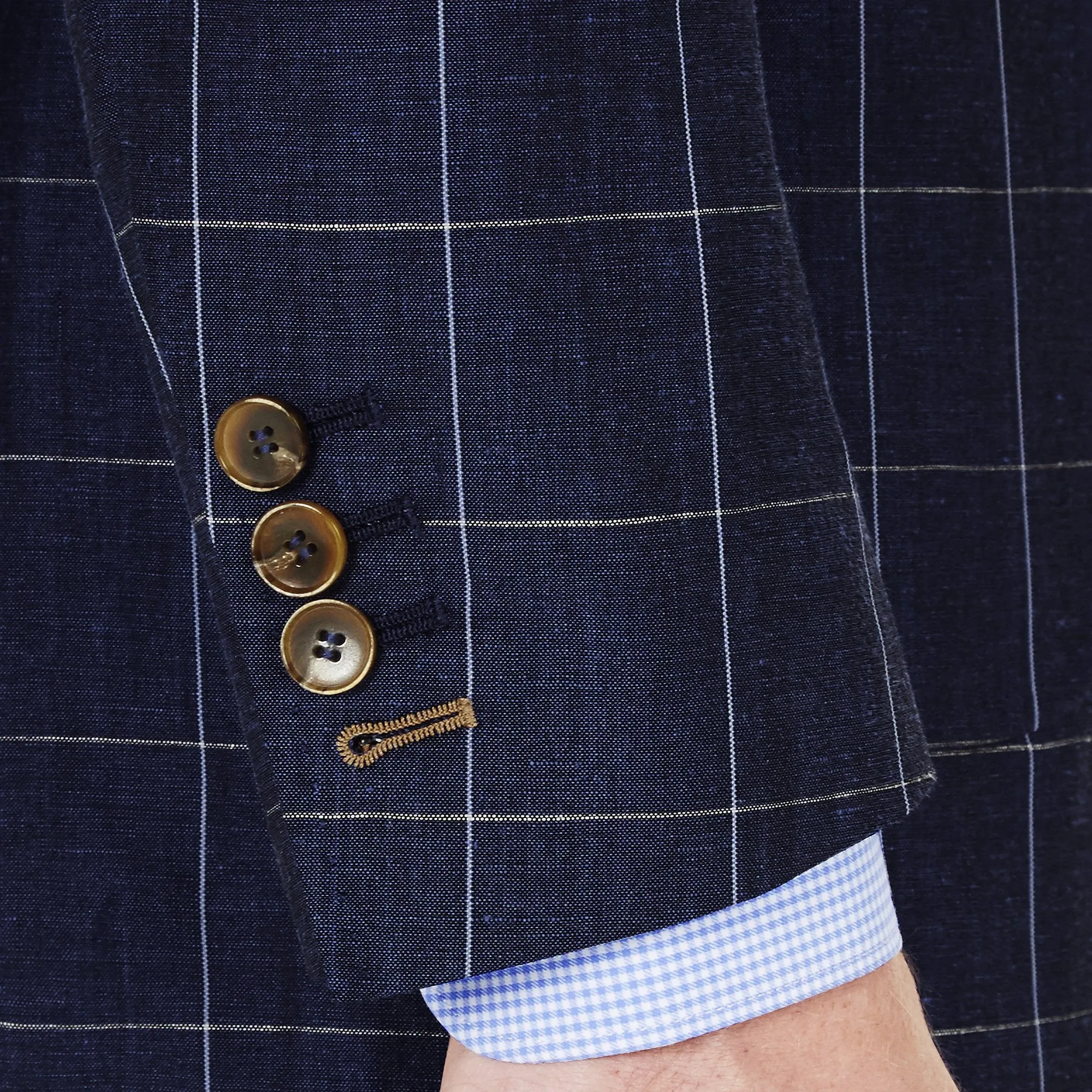 Blue Windowpane - 55% Wool 45% Linen