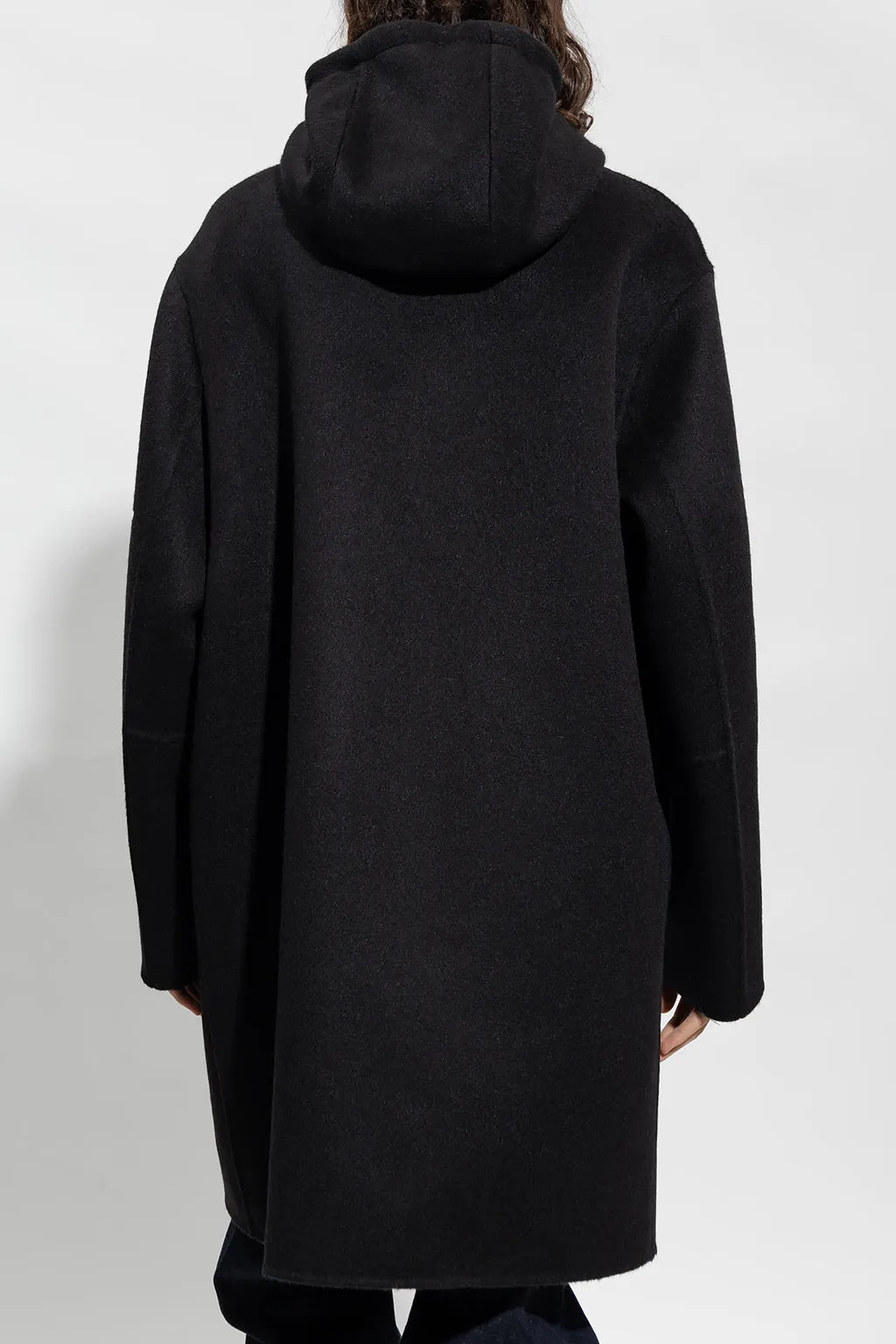 Bottega Veneta New Men's Wool Zip Up Coat In Black With Hood