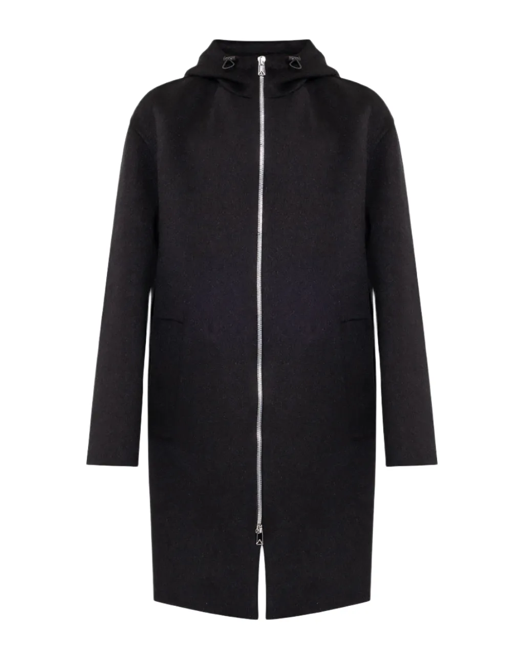 Bottega Veneta New Men's Wool Zip Up Coat In Black With Hood
