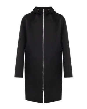 Bottega Veneta New Men's Wool Zip Up Coat In Black With Hood