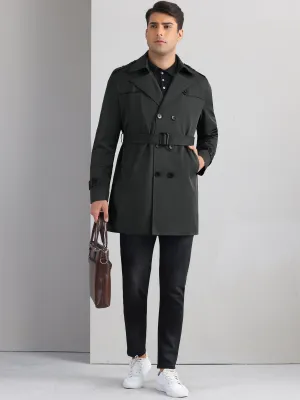 Business Trench Coat for Men's Double Breasted Notched Lapel Winter Overcoats