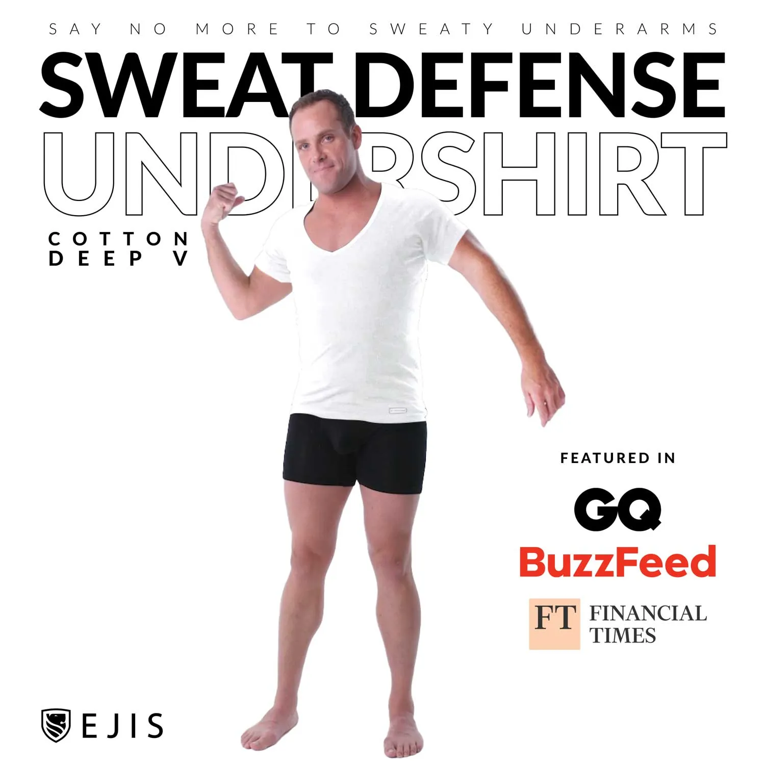 Deep V Cotton Sweat Proof Undershirt For Men - White 9-Pack