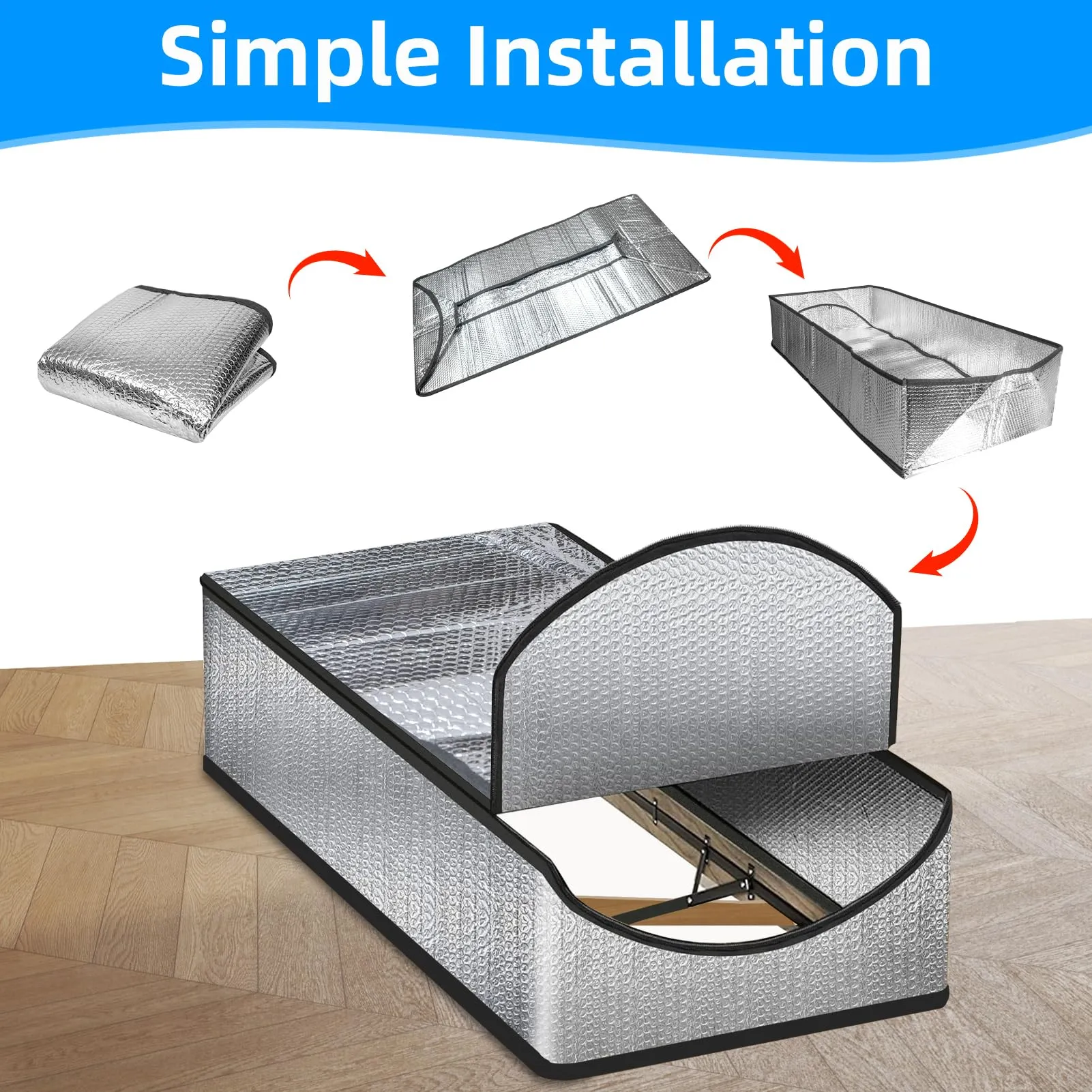 Godboat Attic Door Insulation Cover, 25" x 54" x 11" Attic Stairs Insulation Cover for Winter, Attic Insulation Cover for Summer Heat, Attic Tent Insulation Cover with Zipper Door, Attic Hatch Cover