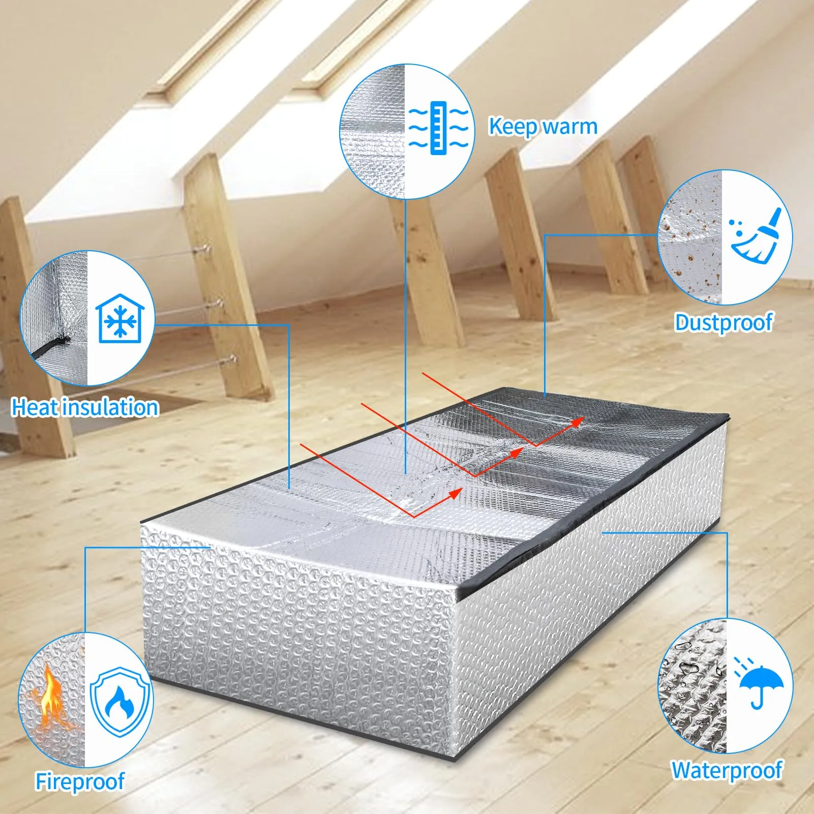 Godboat Attic Door Insulation Cover, 25" x 54" x 11" Attic Stairs Insulation Cover for Winter, Attic Insulation Cover for Summer Heat, Attic Tent Insulation Cover with Zipper Door, Attic Hatch Cover