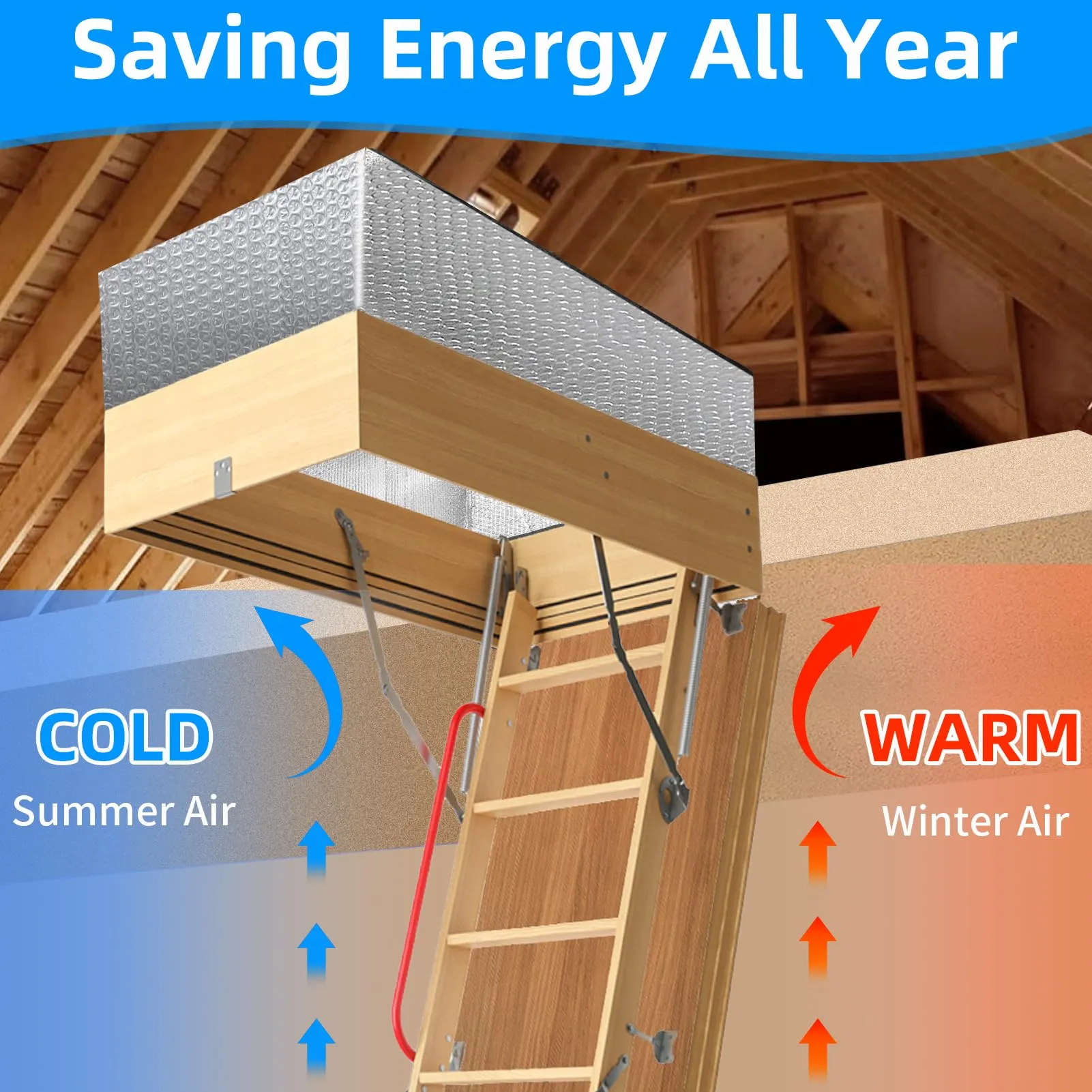 Godboat Attic Door Insulation Cover, 25" x 54" x 11" Attic Stairs Insulation Cover for Winter, Attic Insulation Cover for Summer Heat, Attic Tent Insulation Cover with Zipper Door, Attic Hatch Cover