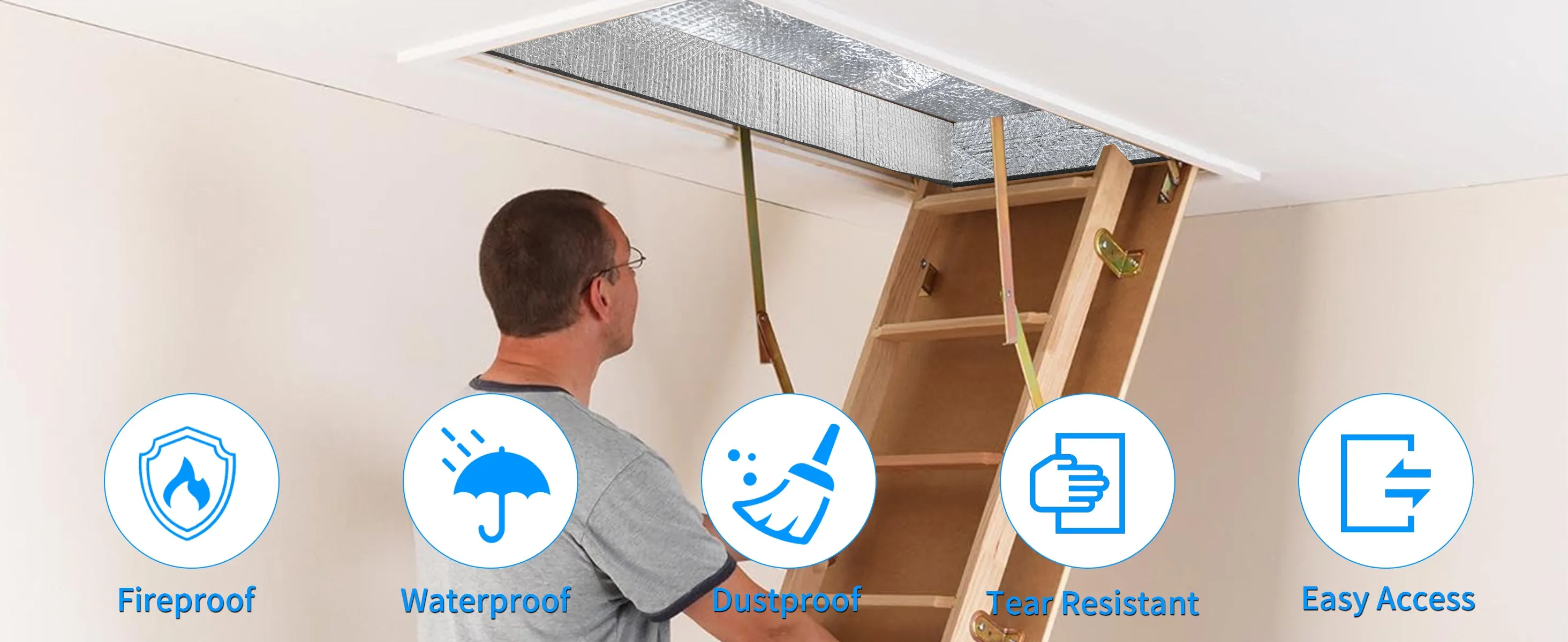 Godboat Attic Door Insulation Cover, 25" x 54" x 11" Attic Stairs Insulation Cover for Winter, Attic Insulation Cover for Summer Heat, Attic Tent Insulation Cover with Zipper Door, Attic Hatch Cover
