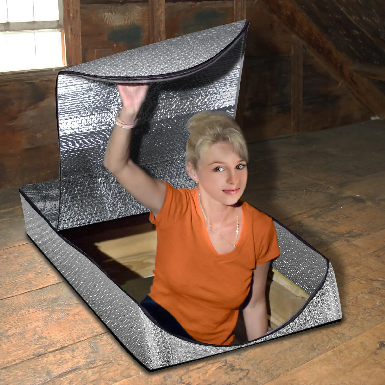 Godboat Attic Door Insulation Cover, 25" x 54" x 11" Attic Stairs Insulation Cover for Winter, Attic Insulation Cover for Summer Heat, Attic Tent Insulation Cover with Zipper Door, Attic Hatch Cover