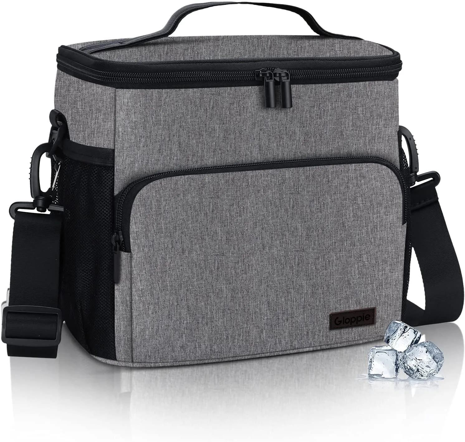 Leakproof Lunch Bag for Men Women Lunch Cooler Bag Insulated Lunch Box Organizer Large Lunch Bags with Adjustable Shoulder Strap Adult Reusable Lunchbag Work Picnic (Grey), by Gloppie