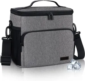 Leakproof Lunch Bag for Men Women Lunch Cooler Bag Insulated Lunch Box Organizer Large Lunch Bags with Adjustable Shoulder Strap Adult Reusable Lunchbag Work Picnic (Grey), by Gloppie