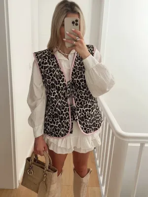 Leopard Print And Bow Waistcoat