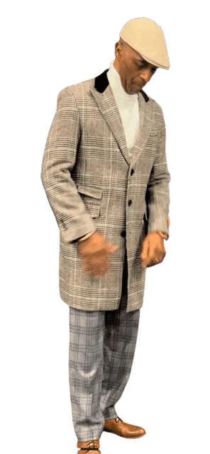Mens Brown Colors Plaid Overcoat