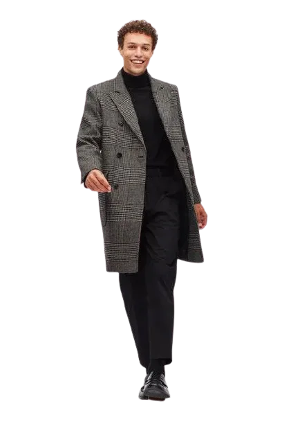 Mens Overcoat -Mens Long Wool Topcoats- Topcoat For Men-Mens DB Overcoat - Double Breasted Topcoat "Gray" Wool Coat