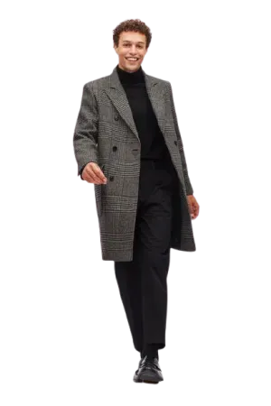 Mens Overcoat -Mens Long Wool Topcoats- Topcoat For Men-Mens DB Overcoat - Double Breasted Topcoat "Gray" Wool Coat