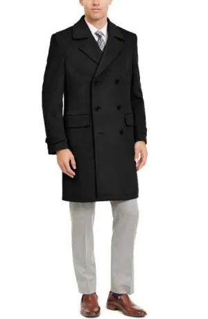 Mens Overcoat -Mens Long Wool Topcoats- Topcoat For Men-Mens Double breasted Overcoat - "Light Black" Double breasted Coat