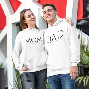 Mom/Dad Est. Matching Hoodie, Valentines Day Sweatshirt, Mother's day Shirt, Mom Mimi Gigi Aunt shirt , Mother's Day Gift, Gift for Dad