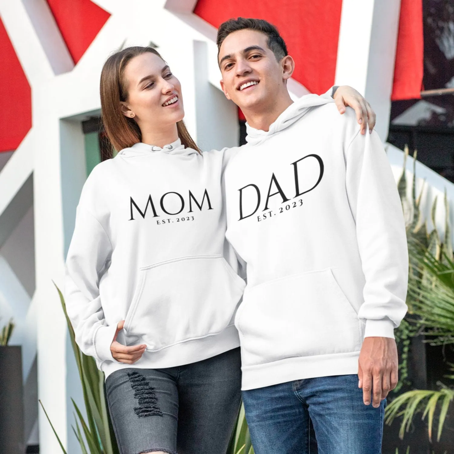 Mom/Dad Est. Matching Hoodie, Valentines Day Sweatshirt, Mother's day Shirt, Mom Mimi Gigi Aunt shirt , Mother's Day Gift, Gift for Dad