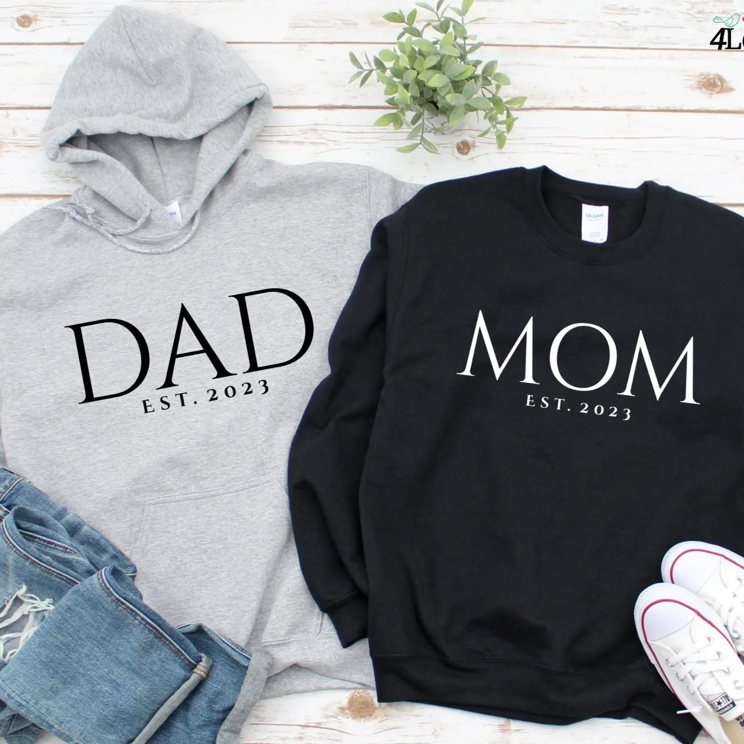 Mom/Dad Est. Matching Hoodie, Valentines Day Sweatshirt, Mother's day Shirt, Mom Mimi Gigi Aunt shirt , Mother's Day Gift, Gift for Dad