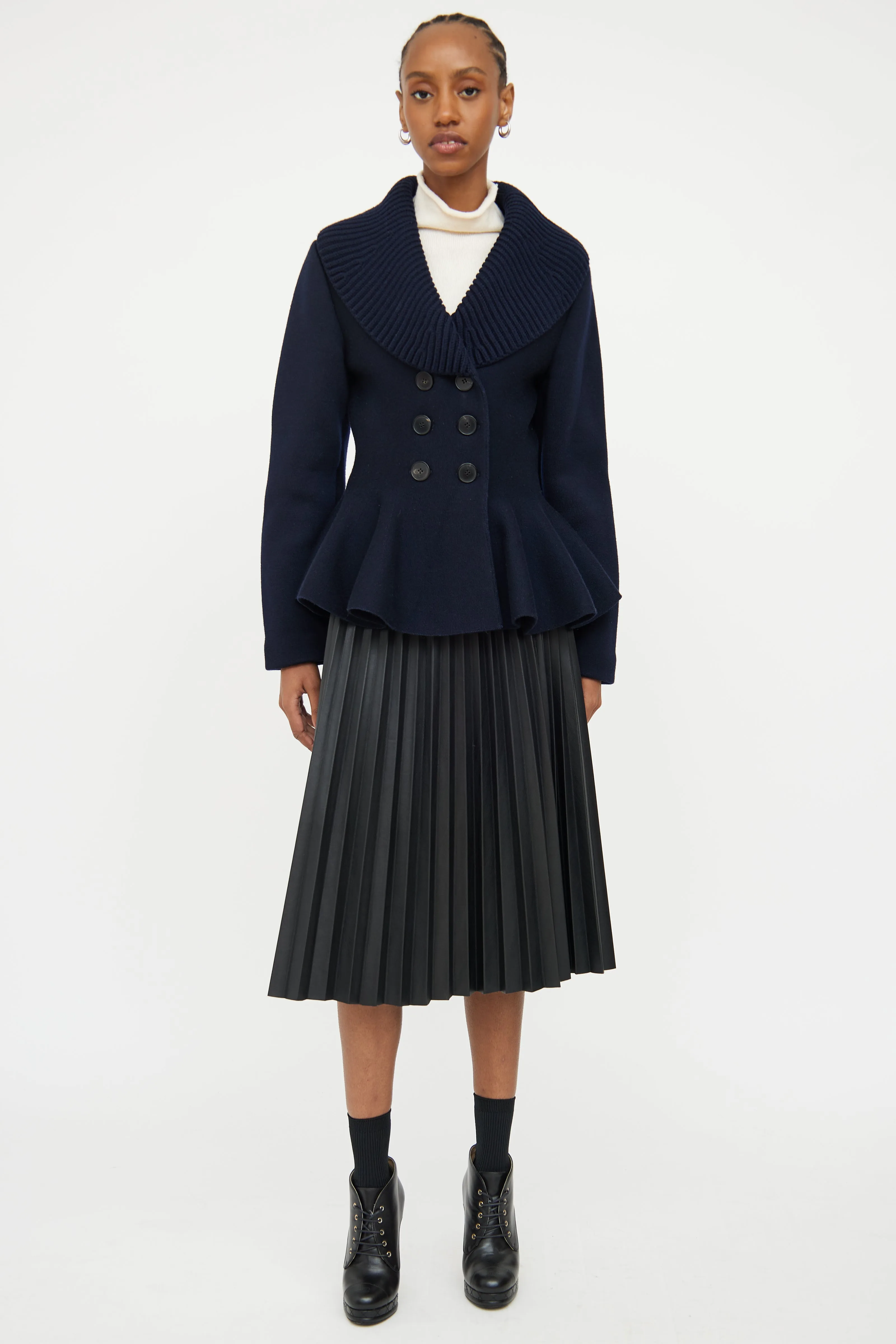 Navy Wool Peplum Jacket