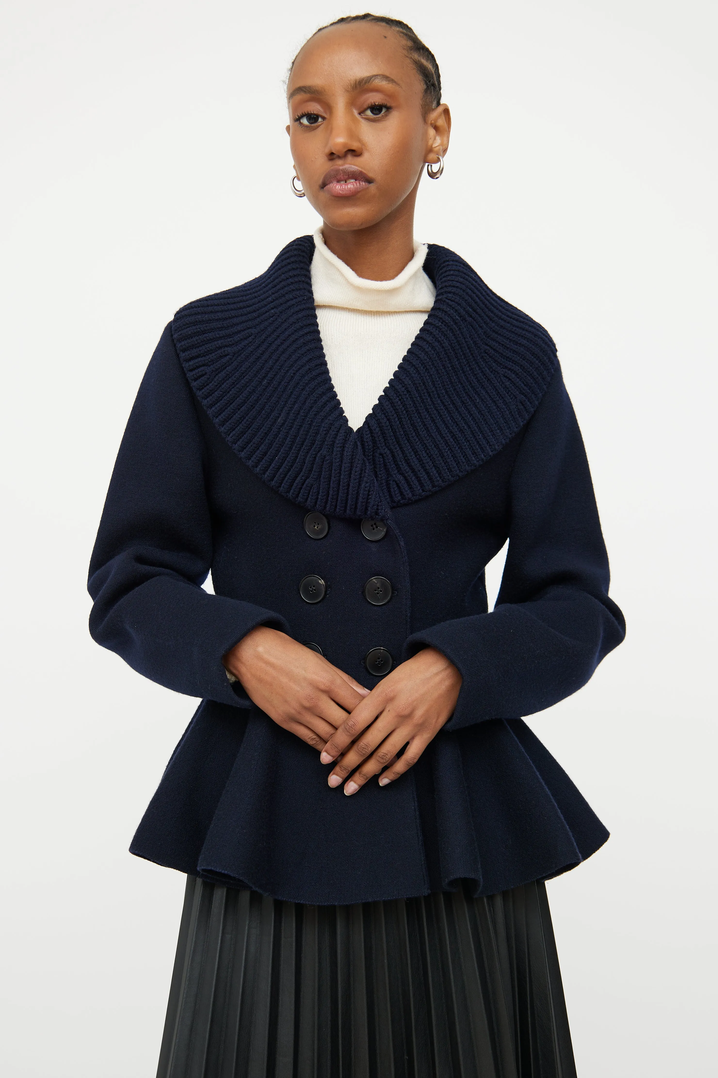 Navy Wool Peplum Jacket