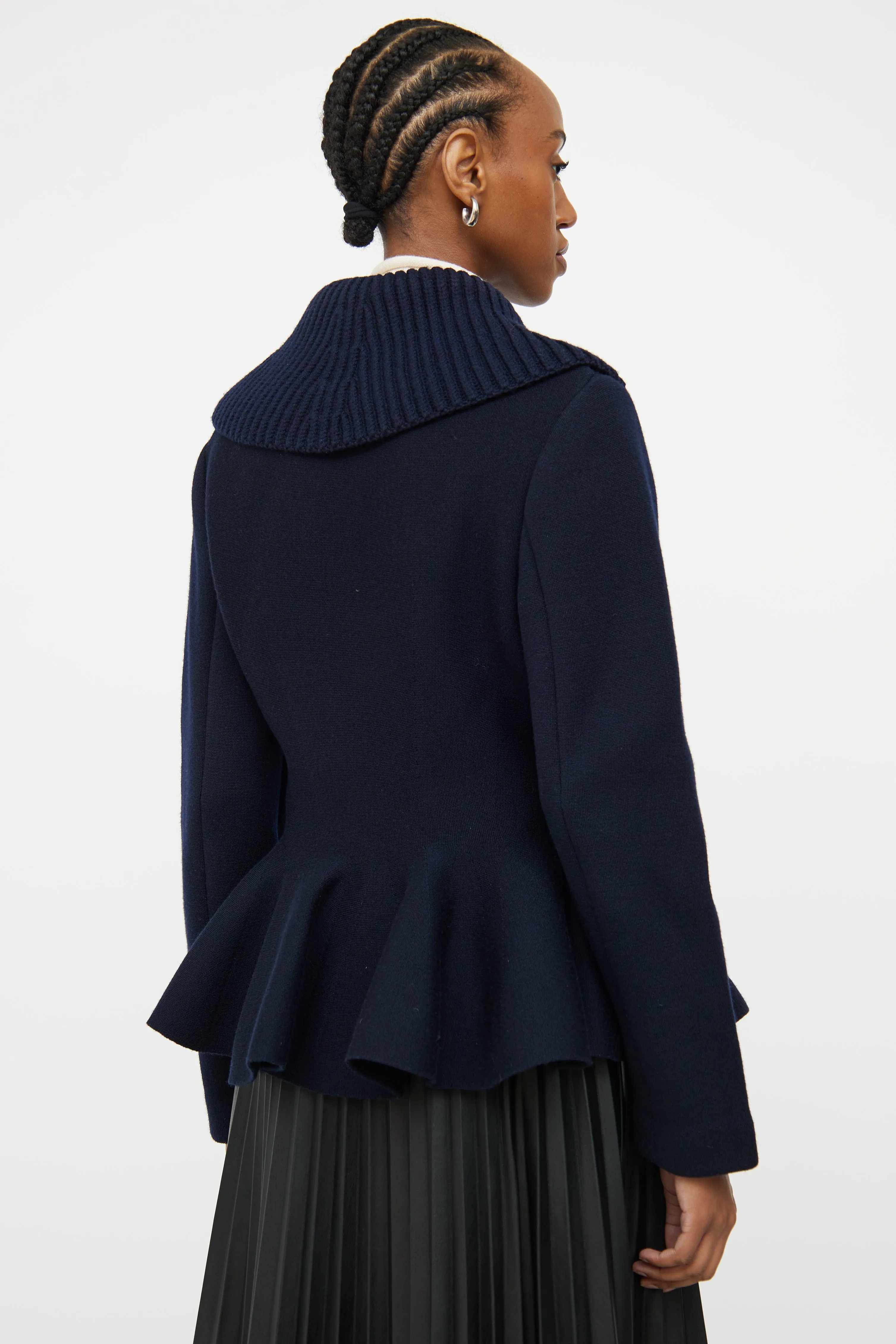 Navy Wool Peplum Jacket
