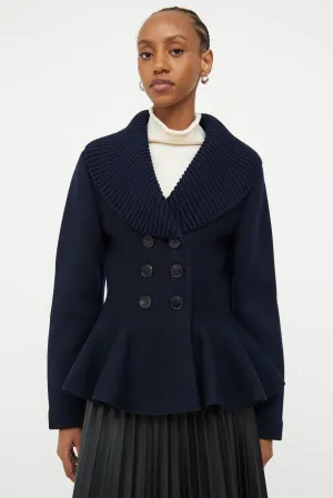Navy Wool Peplum Jacket