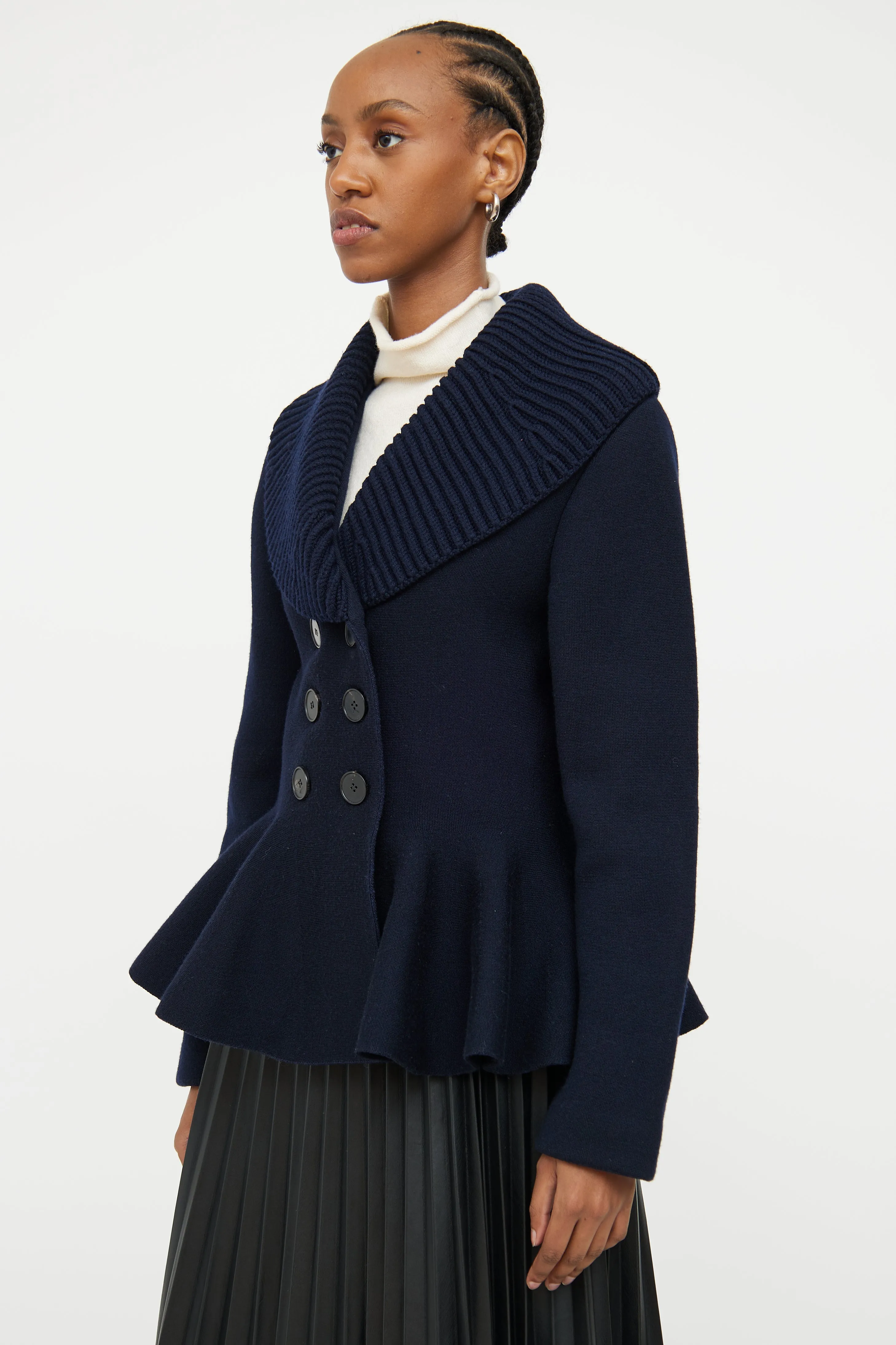 Navy Wool Peplum Jacket