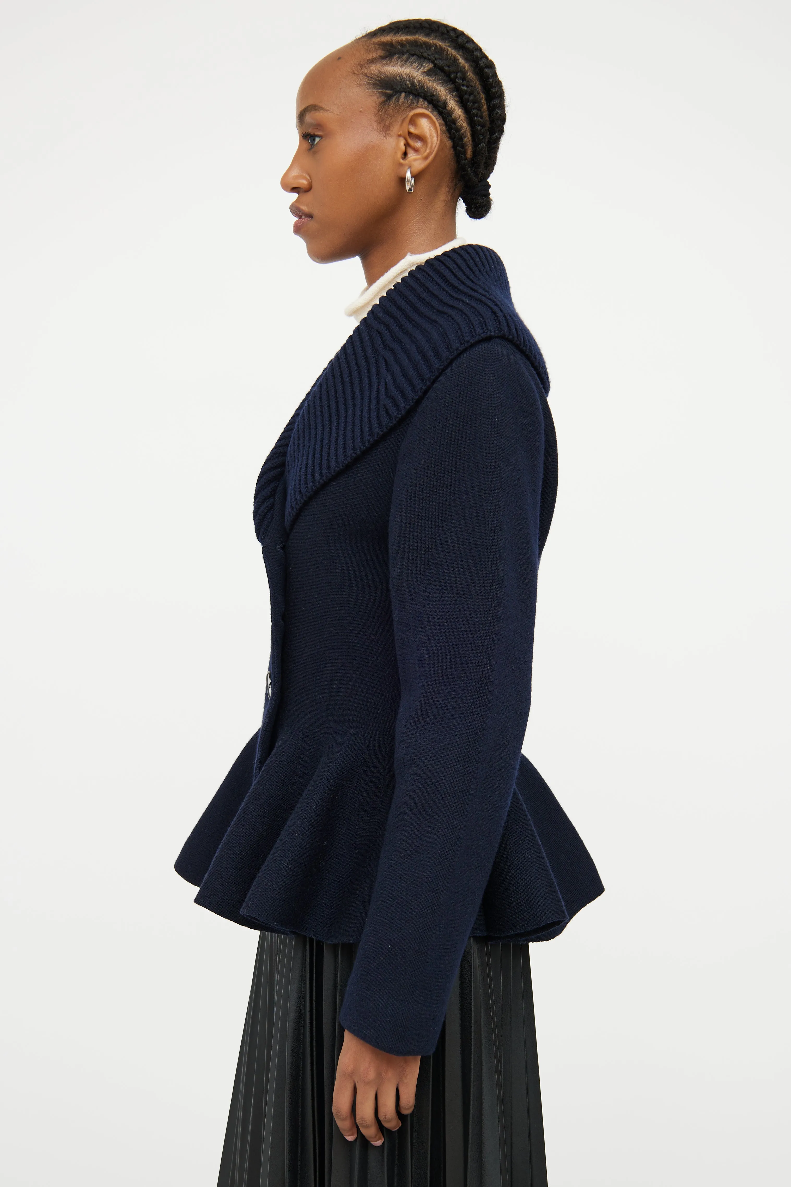 Navy Wool Peplum Jacket