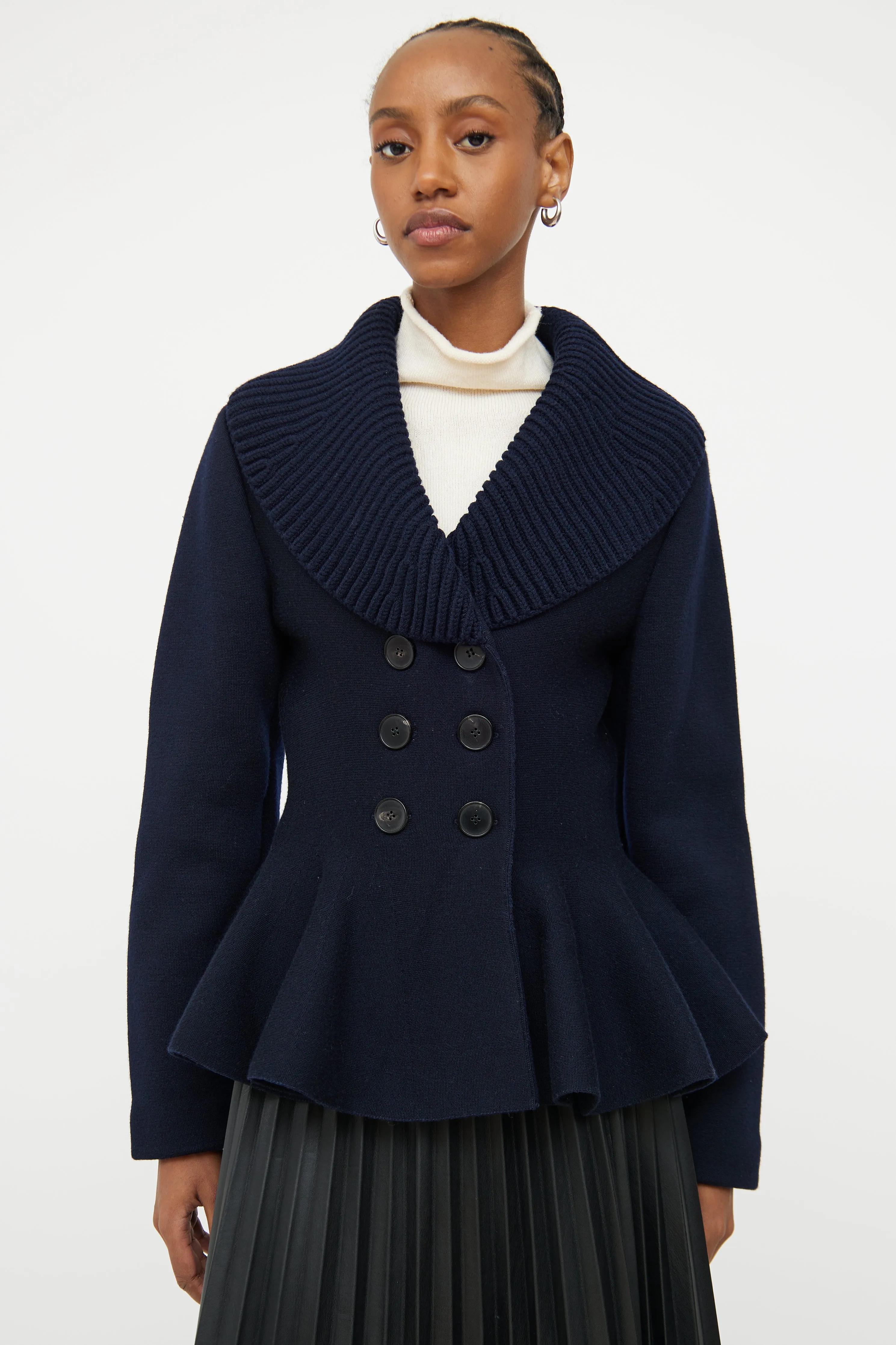 Navy Wool Peplum Jacket
