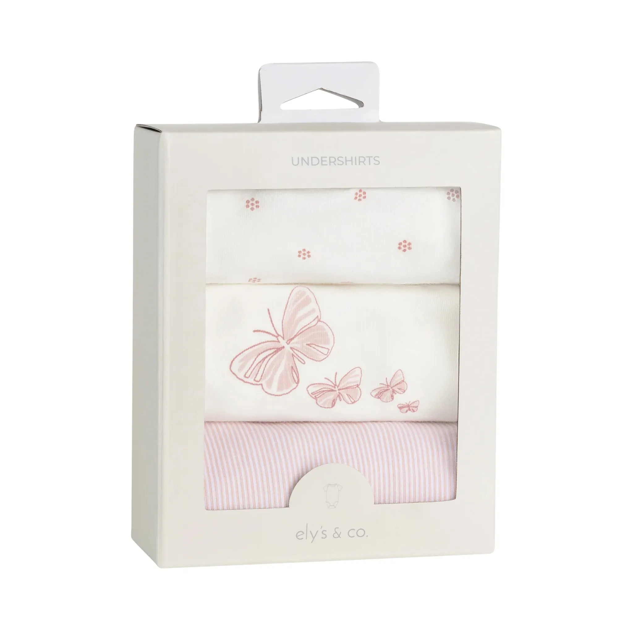 Pink stripes, floral dot, butterfly 3 pk undershirts by Ely's & Co