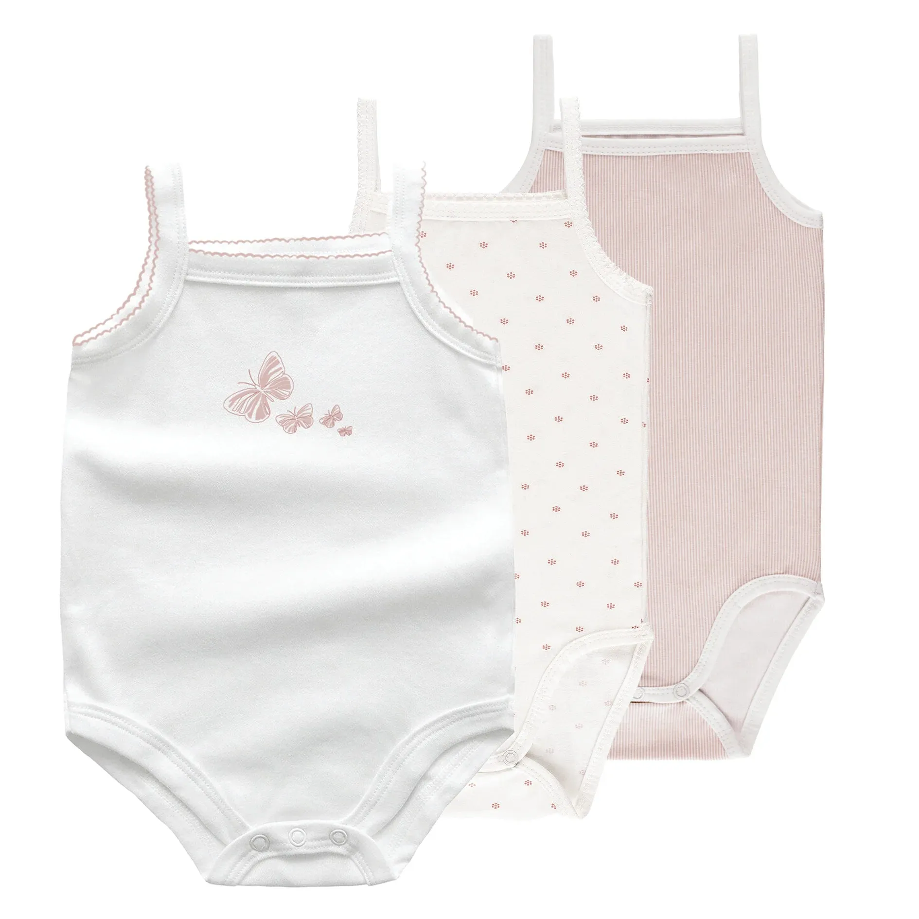 Pink stripes, floral dot, butterfly 3 pk undershirts by Ely's & Co
