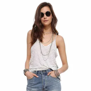 V-Neck Backless Stripe Sexy Condole Belt Vest