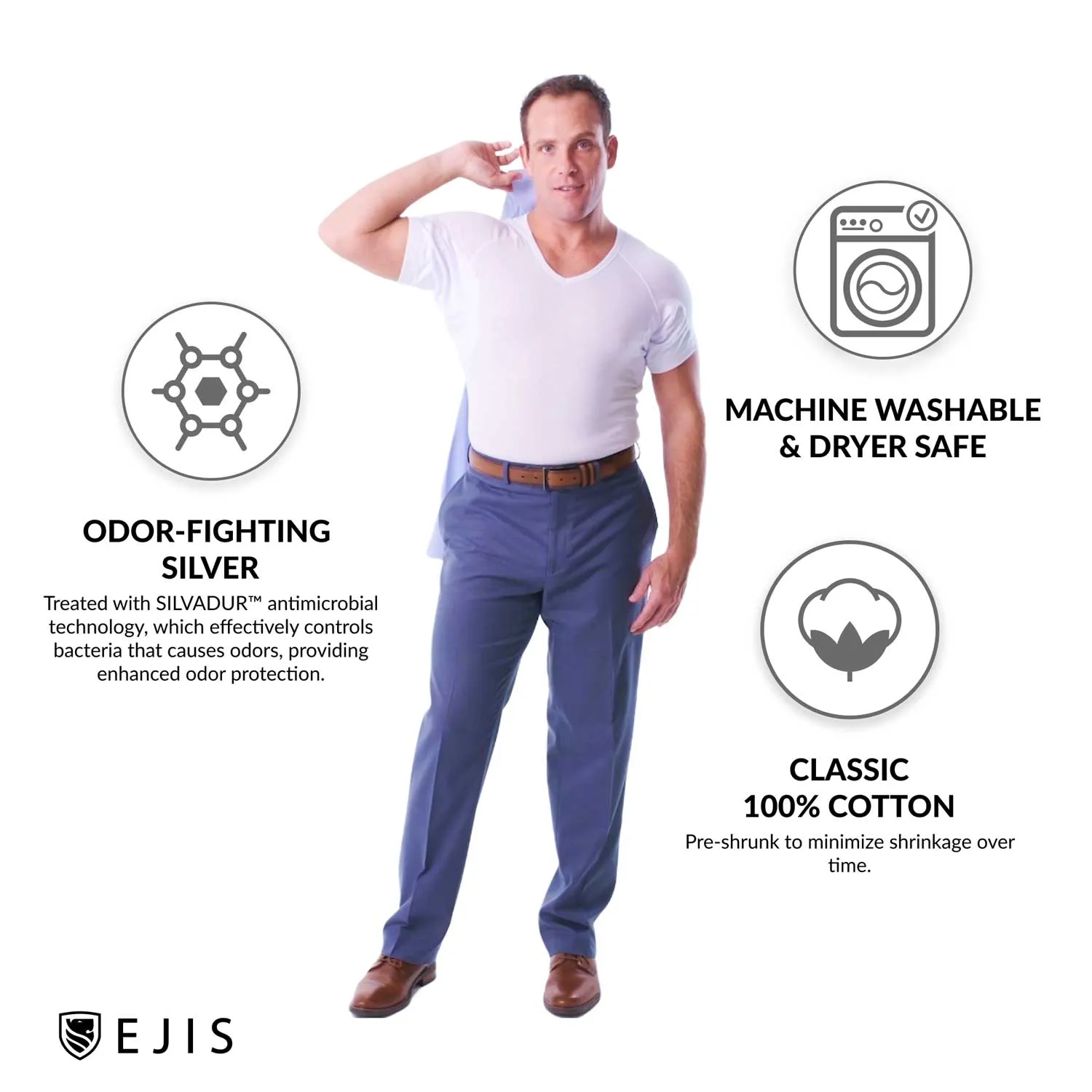 V-Neck Cotton Sweat Proof Undershirt For Men - Black 3-Pack