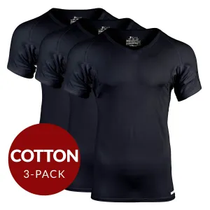 V-Neck Cotton Sweat Proof Undershirt For Men - Black 3-Pack