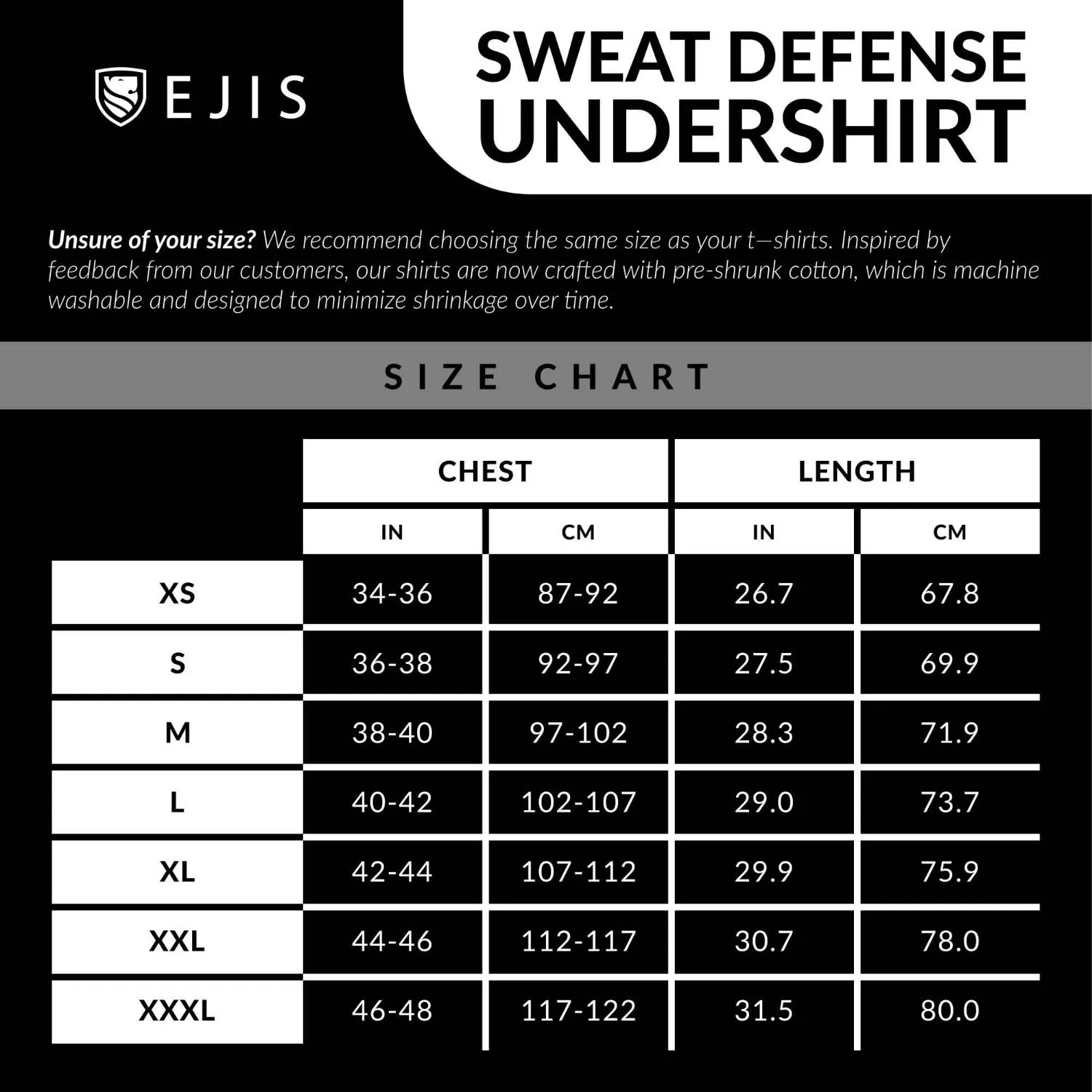 V-Neck Cotton Sweat Proof Undershirt For Men - Black 3-Pack
