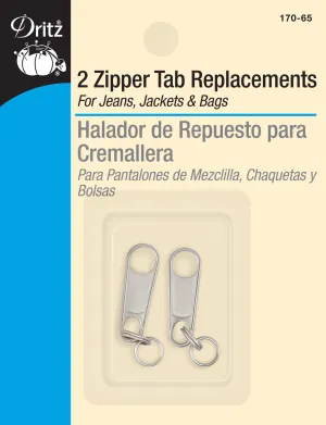 Zipper Tab Replacements, Nickel, 2 pc